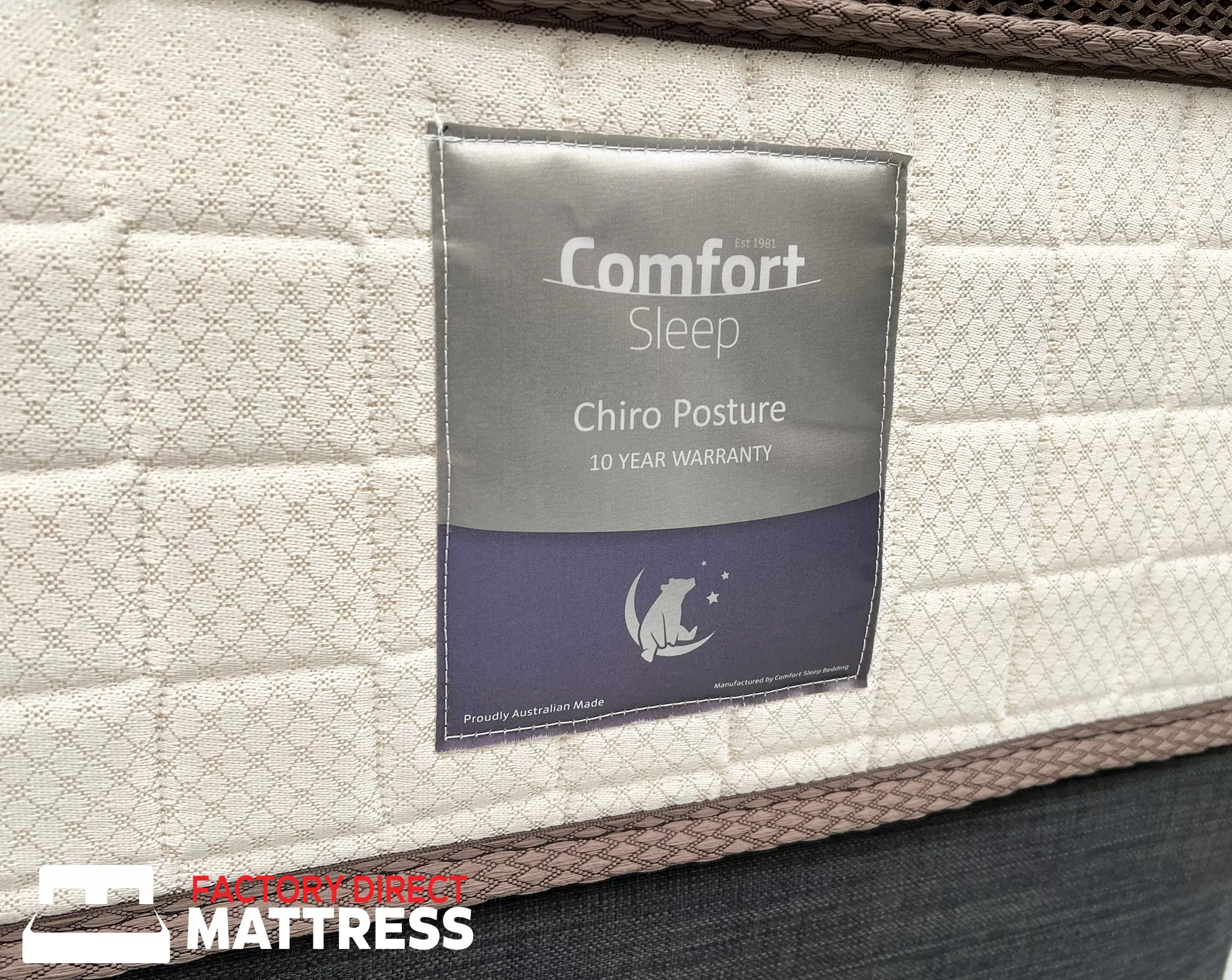 Comfort Sleep Elegant Lifestyle Chiro Posture - Medium - Factory Direct Mattress Vic -Label