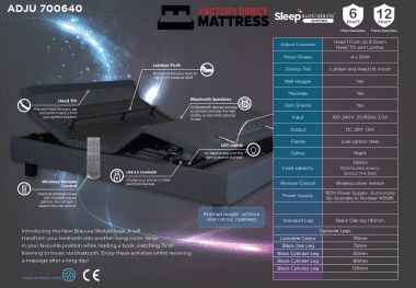 Sleep Australasia 700640 Adjustable Bed - Factory Direct Mattress Vic