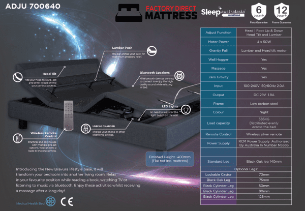 Sleep Australasia 700640 Adjustable Bed - Factory Direct Mattress Vic