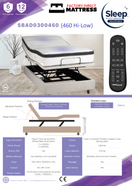 Sleep Australasia Adjustable SBAD0300460 - Factory Direct Mattress vic
