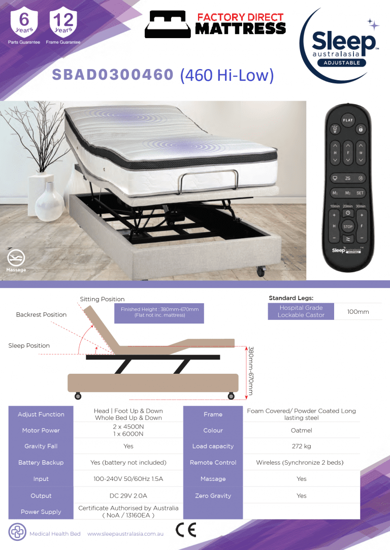 Sleep Australasia Adjustable SBAD0300460 - Factory Direct Mattress vic