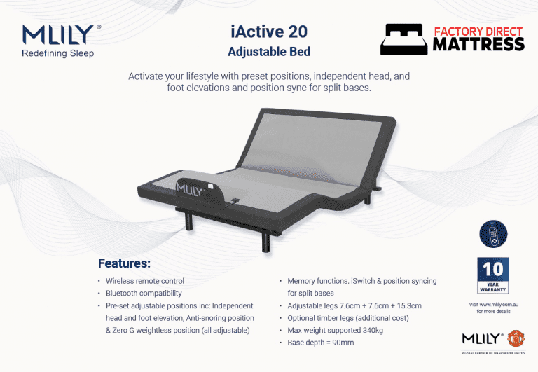 iActive 20 Adjustable Bed - Factory Direct Mattress Vic