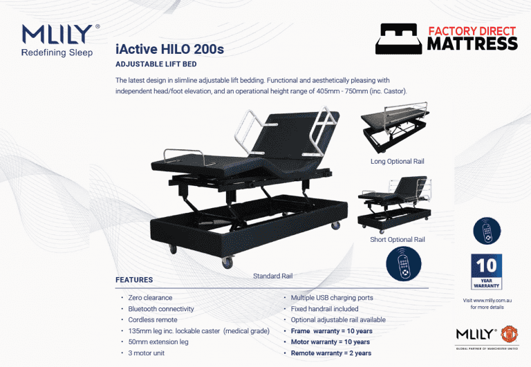 iActive Hi Lo 200s Adjustable Lift Bed - Factory Direct Mattress Vic