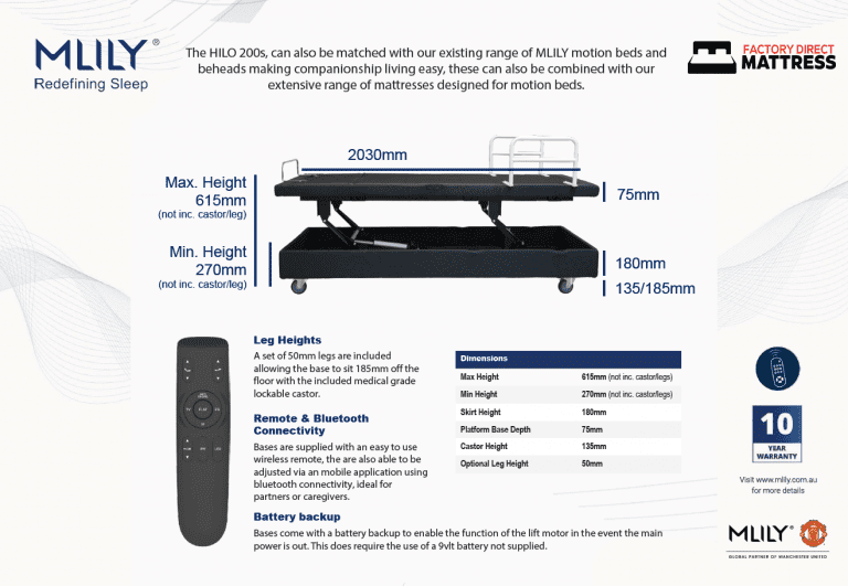 iActive Hi Lo 200s Adjustable Lift Bed - Factory Direct Mattress Vic page2