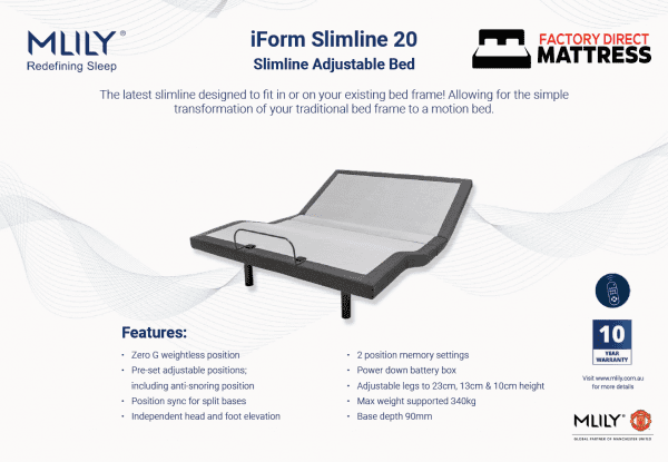 iForm Slimline 20 Adjustable Bed - Factory Direct Mattress Vic