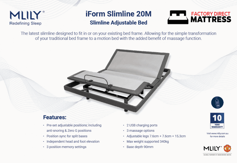 iForm Slimline 20m Adjustable Bed - Factory Direct Mattress Vic
